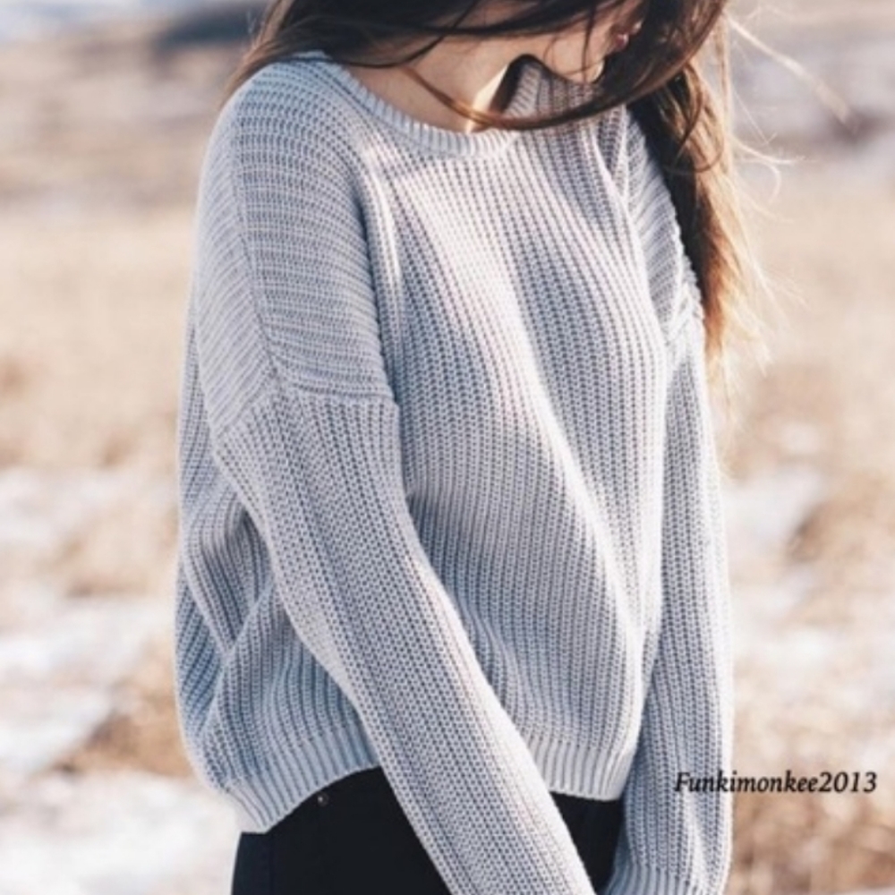 Made in Italy BRANDY MELVILLE gray knit crew neck sweater grey OSFA one size LA
